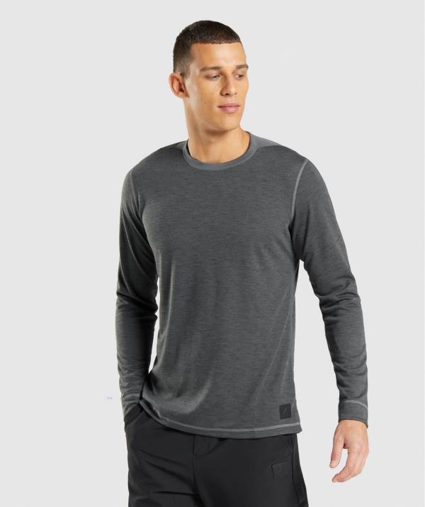 Panske Mikiny Gymshark Retake Long Sleeve Siva | ZG3872041